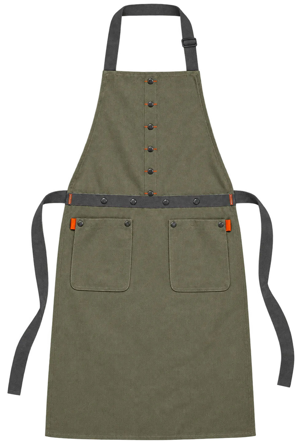 Bakehouse Bib Apron in Olive, front view