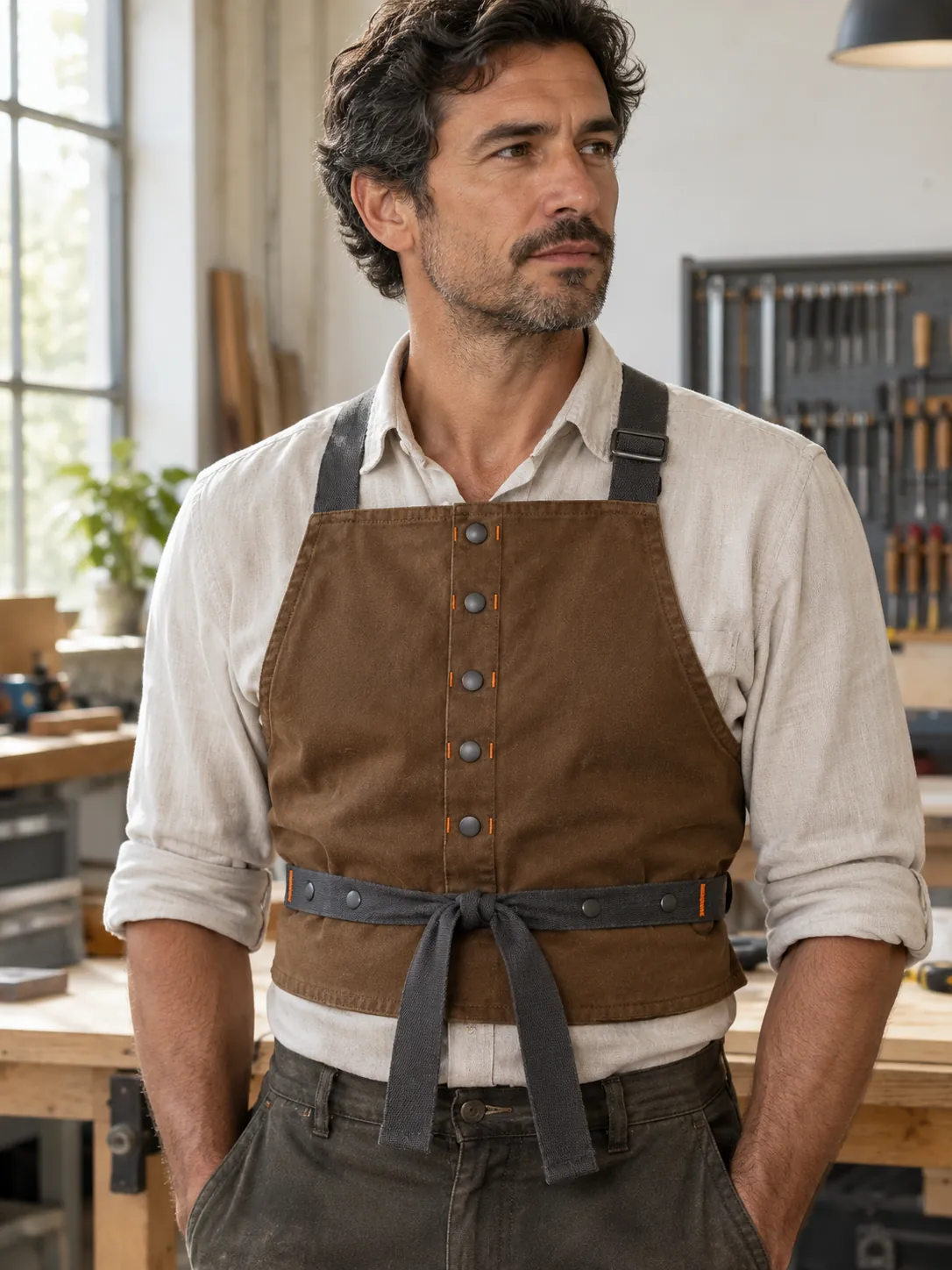 Barista Half-Bib Apron, back view