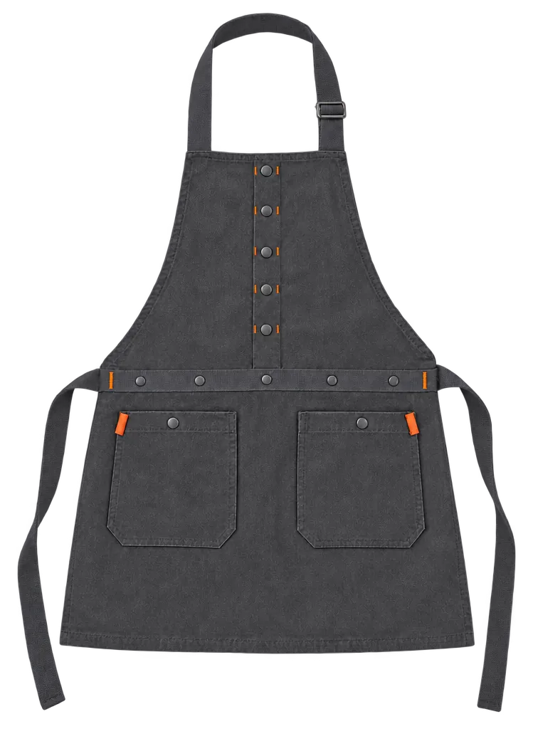 Barista Half-Bib Apron in Graphite, front view