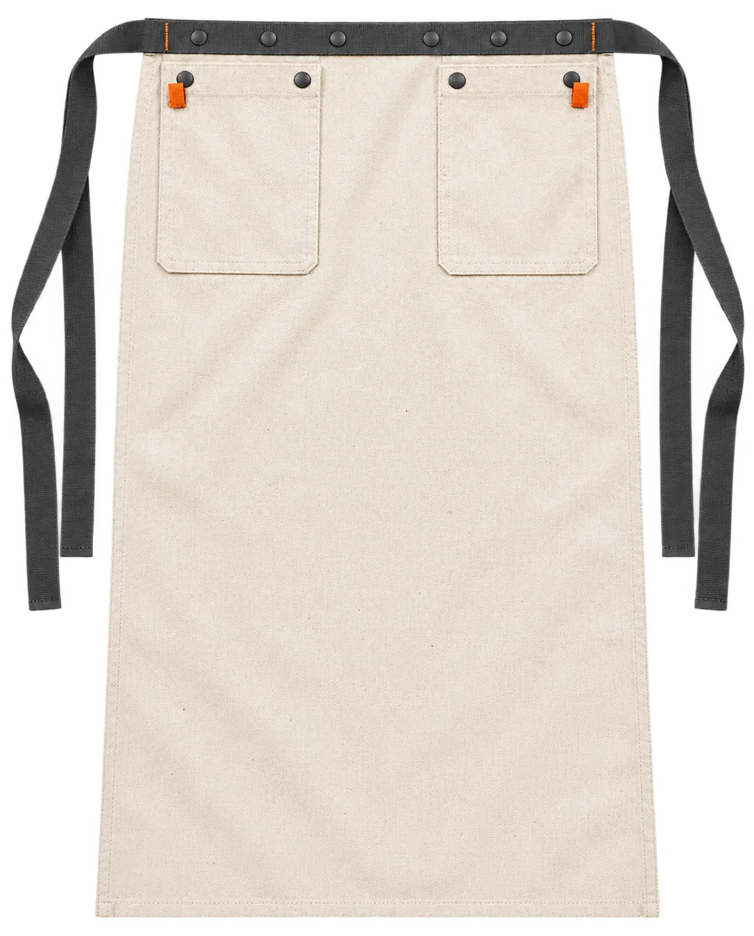 Bistro Long Waist Apron in Raw Canvas, front view