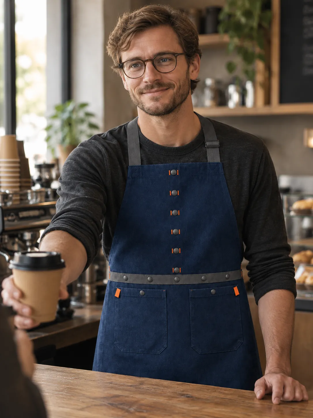 Café Counter Apron in use at work