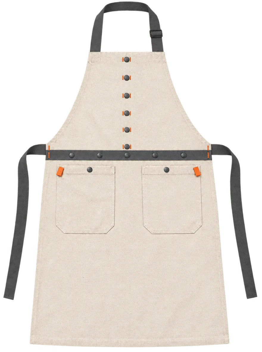 Café Counter Apron in Raw Canvas, front view