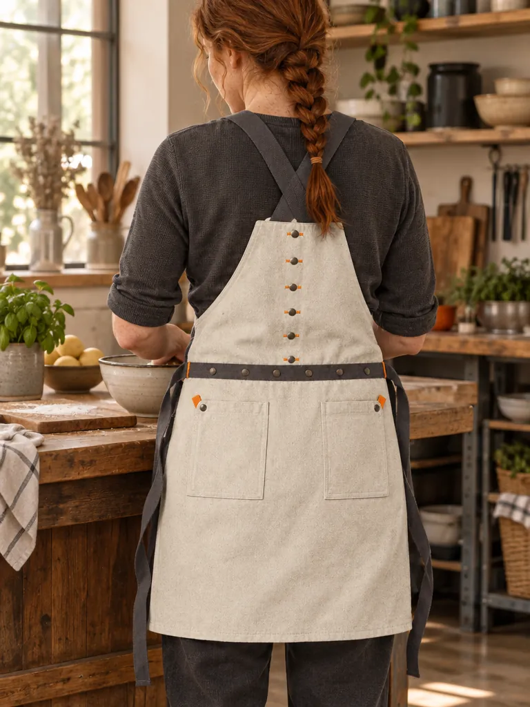 Cross-Back Kitchen Apron, back view