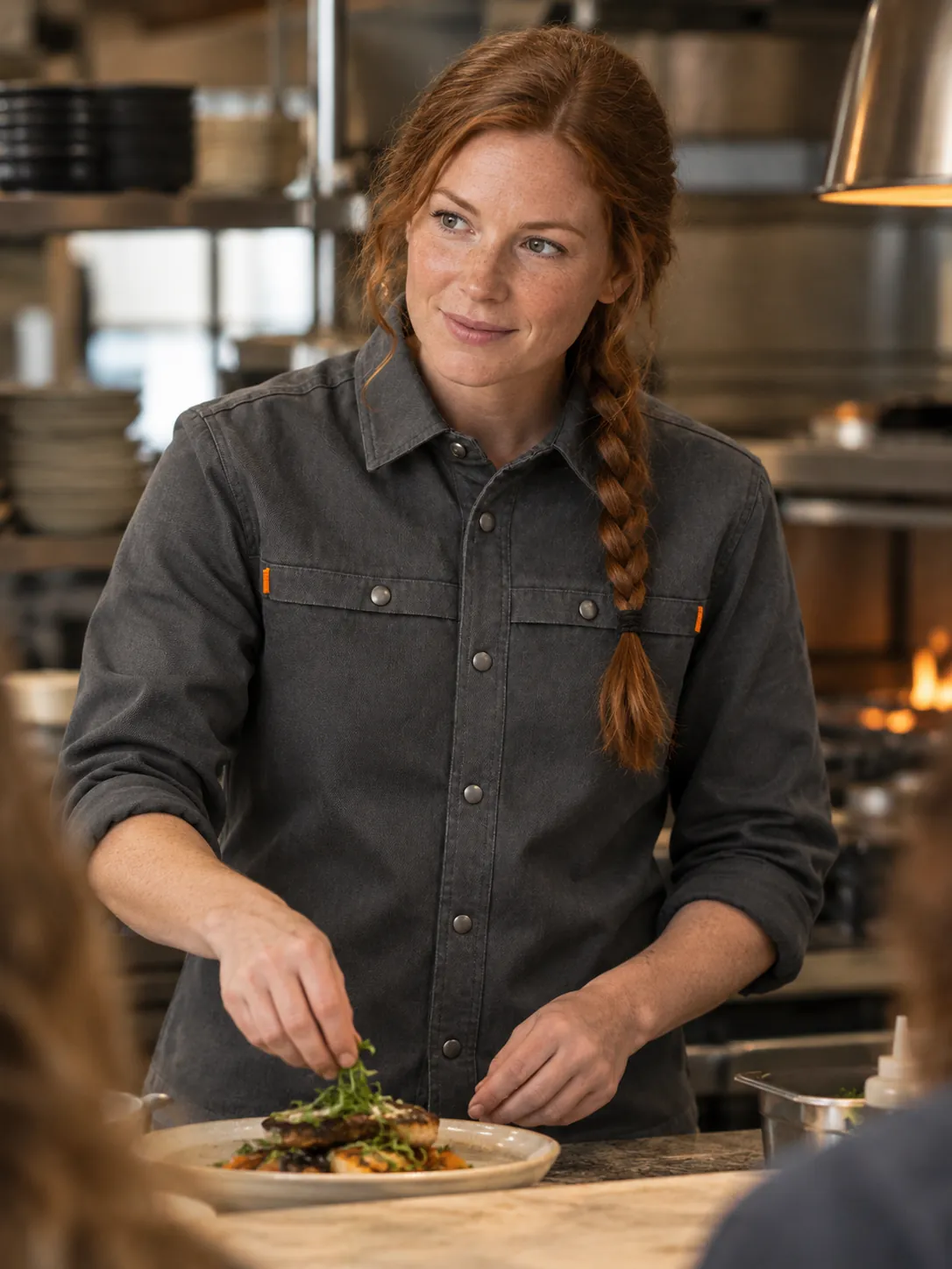 Kitchen Shirt Jacket in use at work
