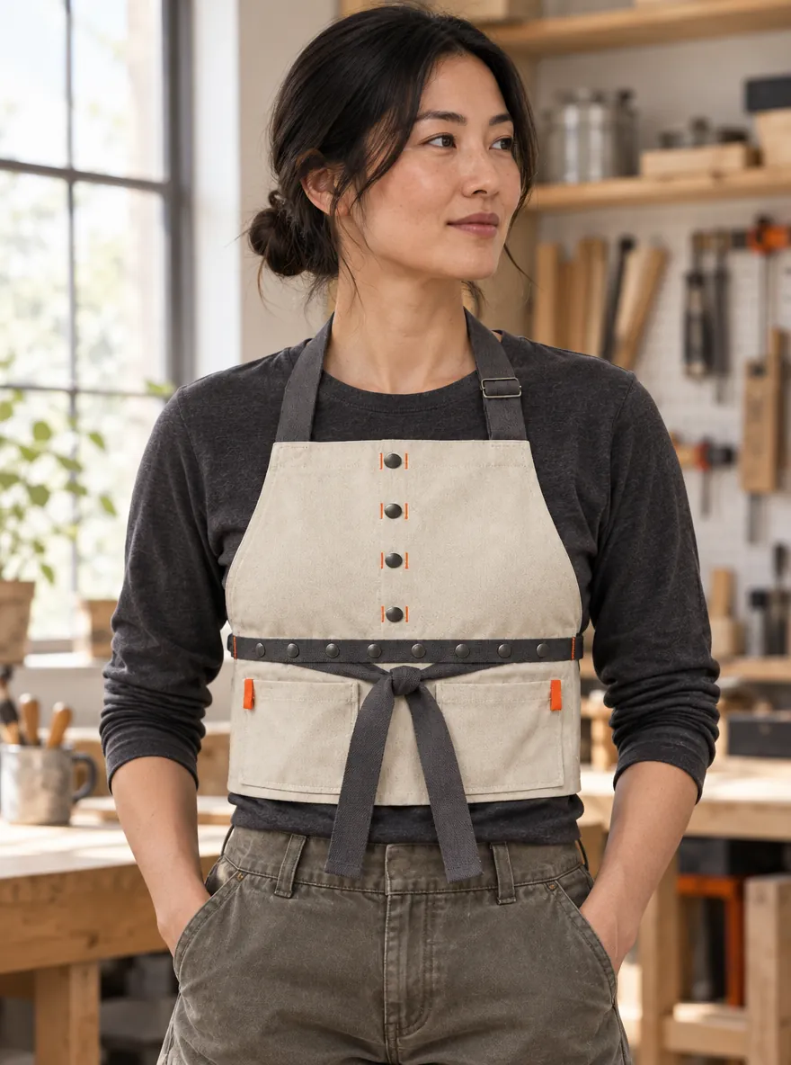 Line Bib Apron, back view