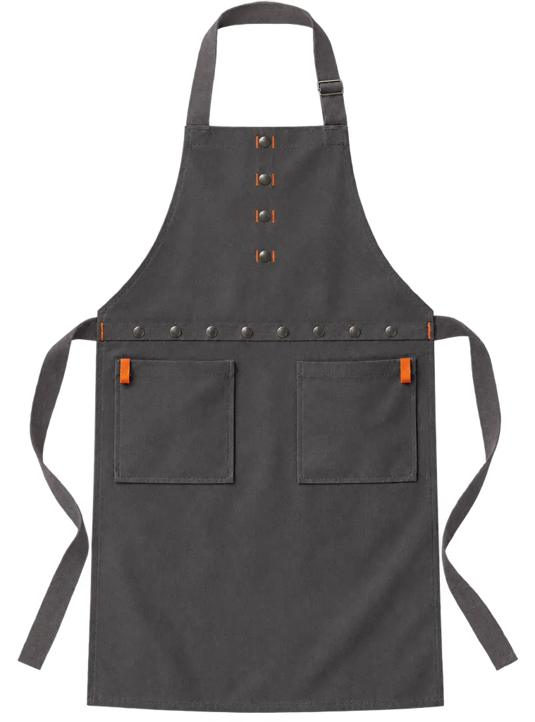 Line Bib Apron in Graphite, front view