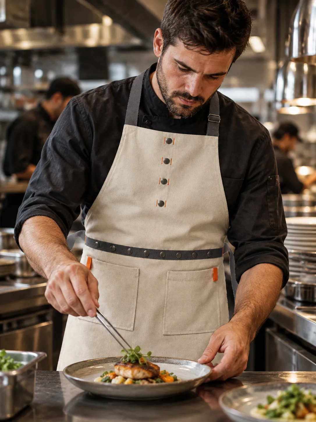 Line Bib Apron in use at work