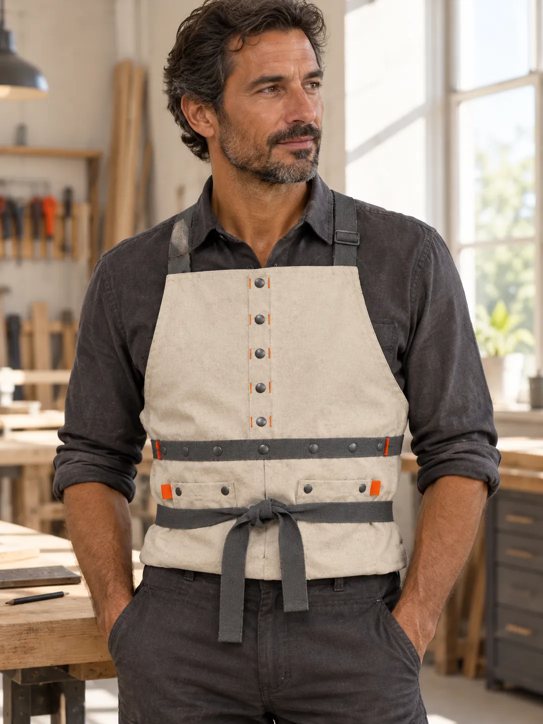 Maker's Split-Leg Apron, back view