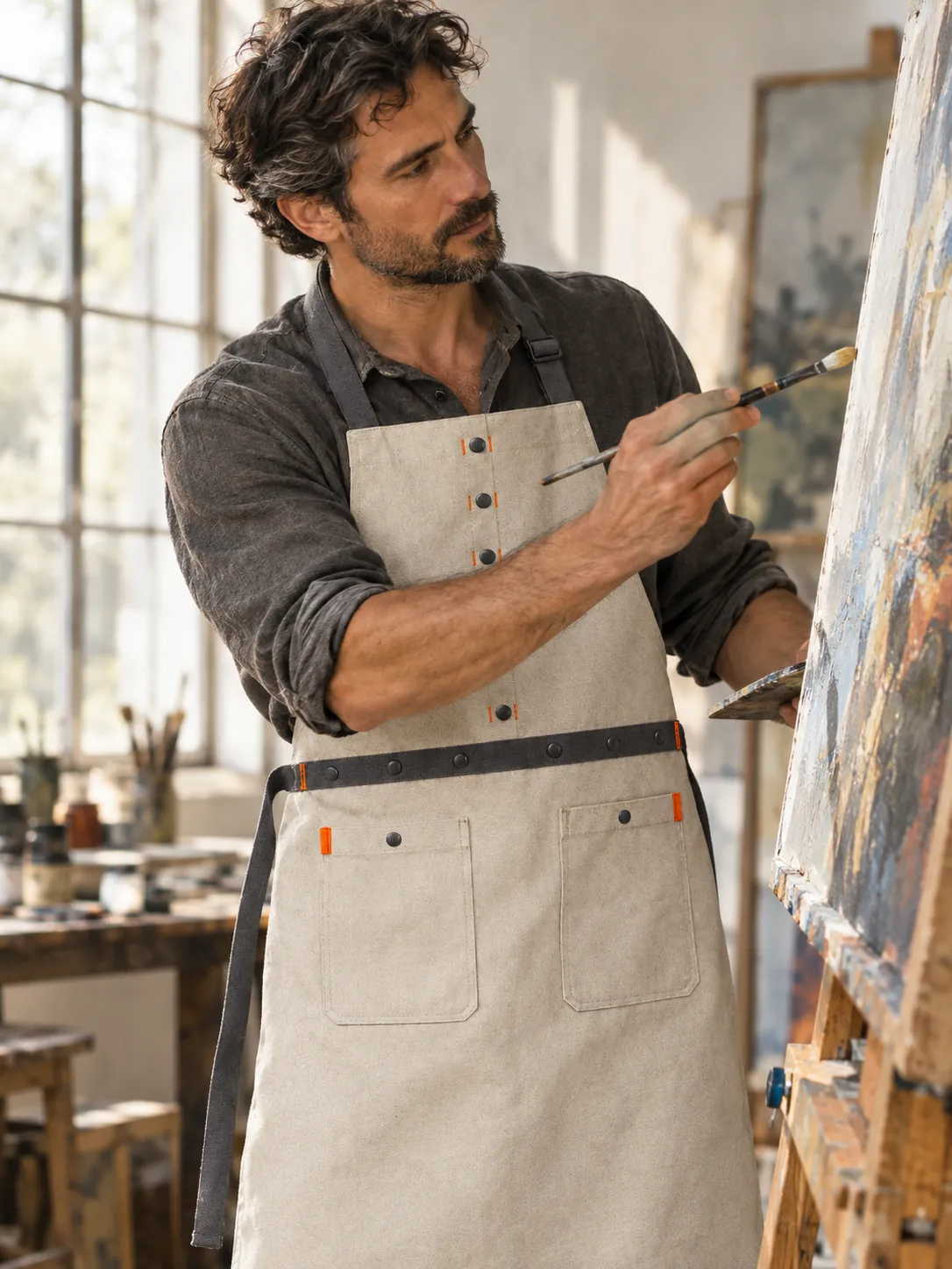 Painter's Studio Apron in use at work