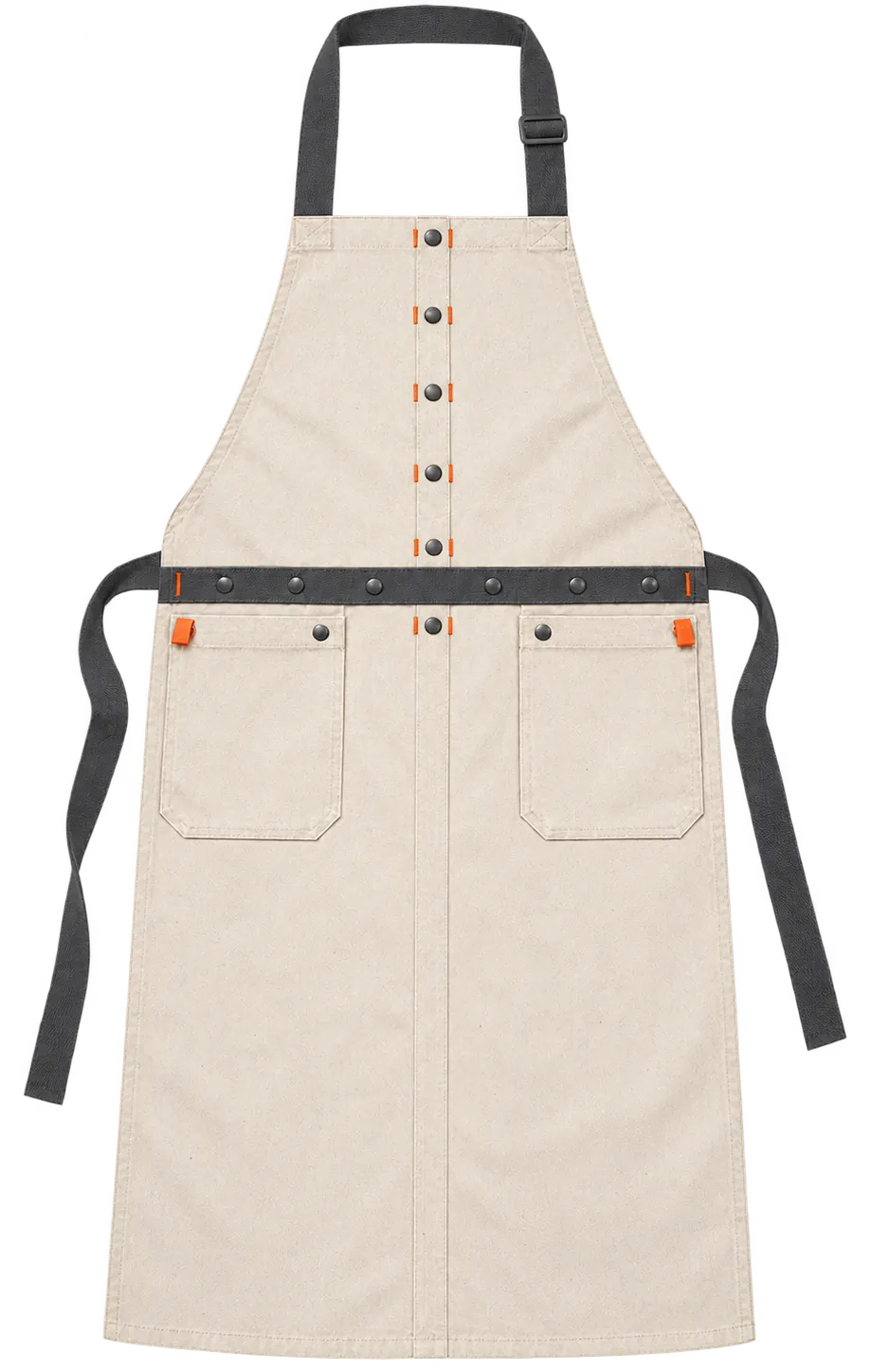 Pass Bib Apron in Raw Canvas, front view