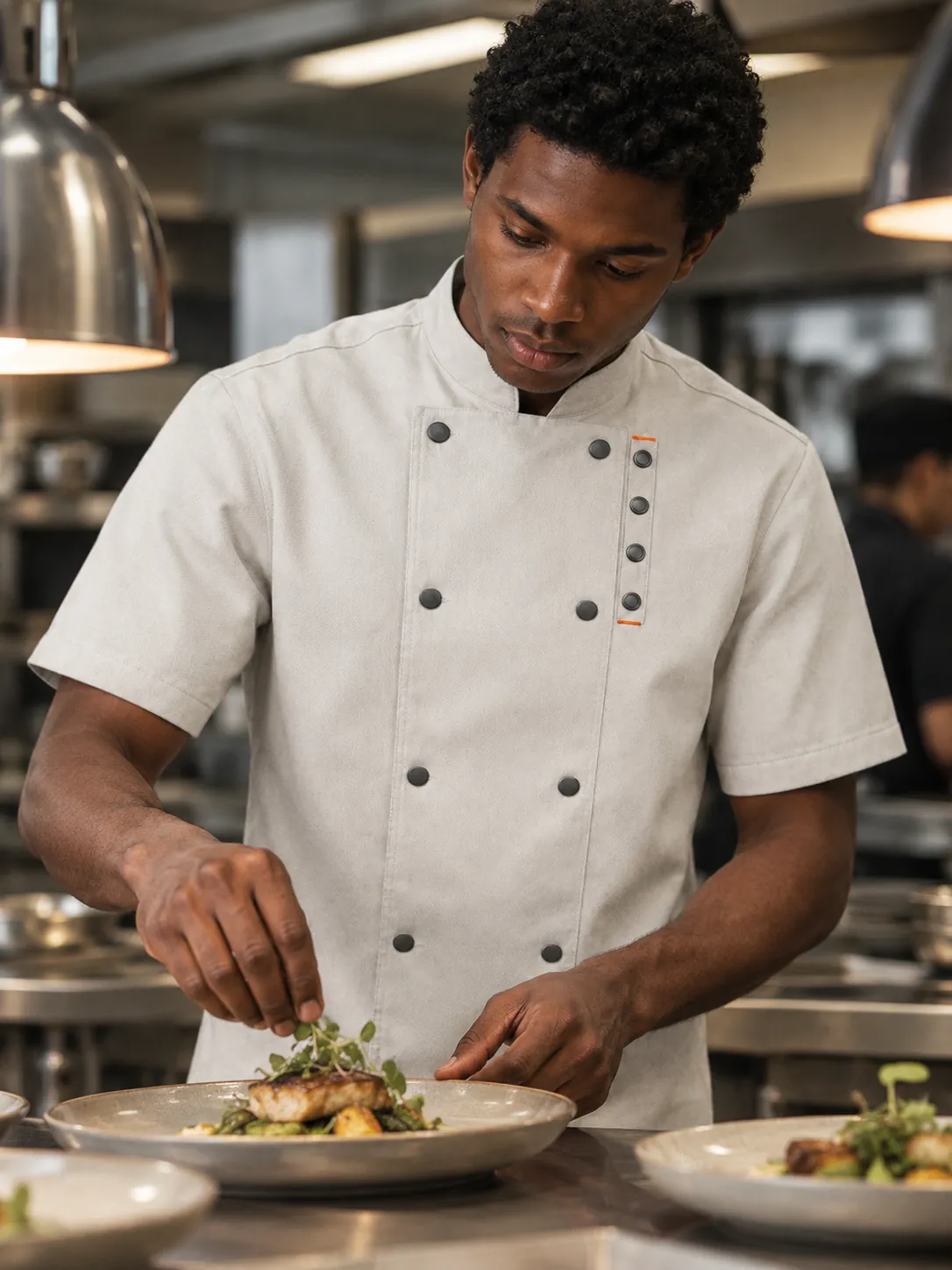 Pass Short-Sleeve Chef Jacket in use at work