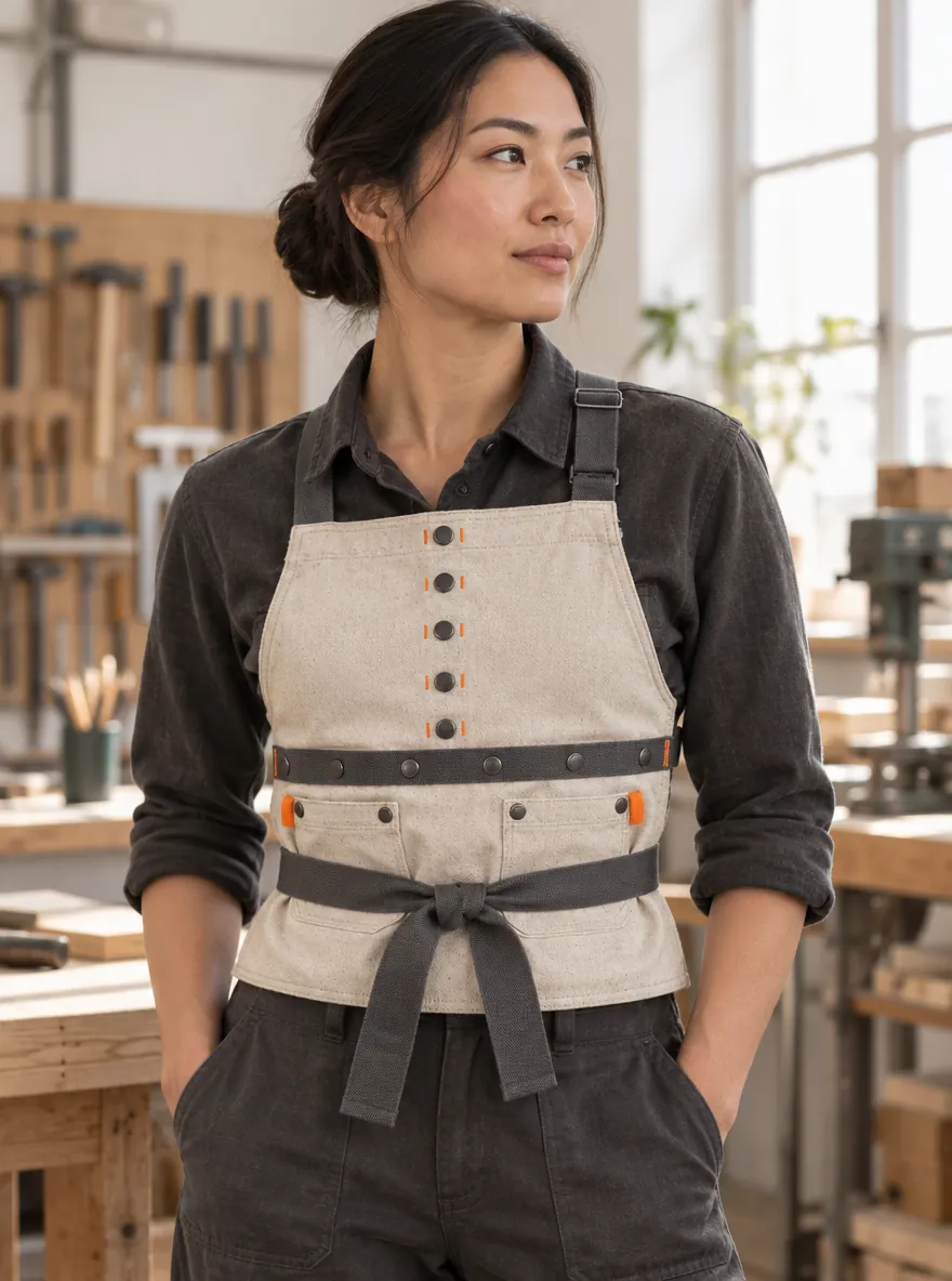 Pastry Short Bib Apron, back view
