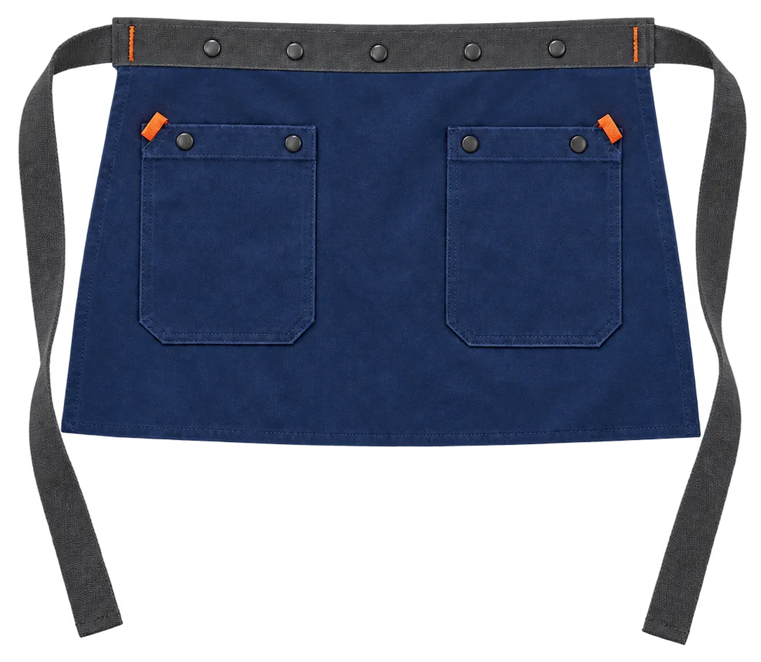 Server Short Waist Apron in Indigo, front view