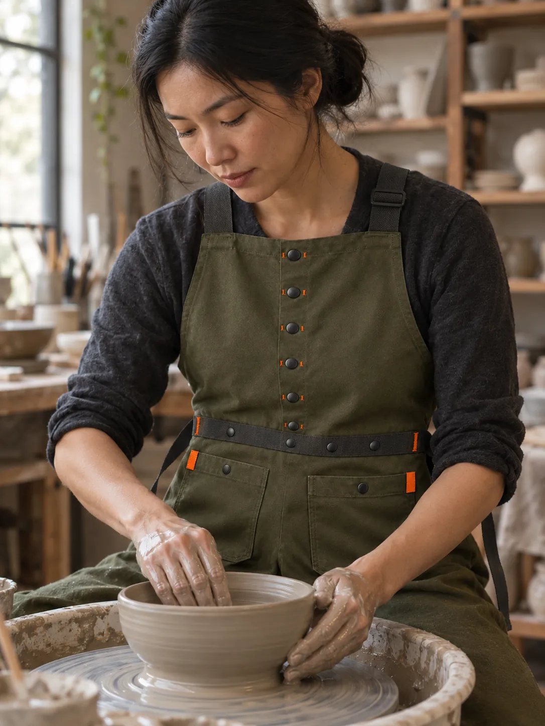 Wheel Studio Apron in use at work