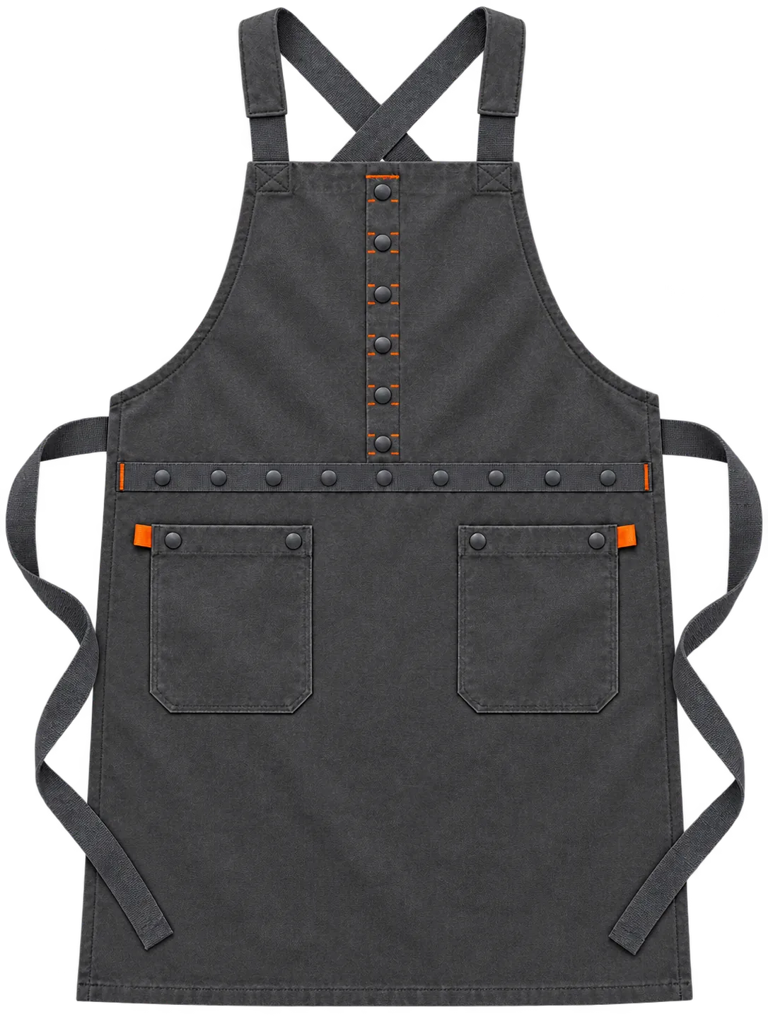 Woodshop Cross-Back Apron in Graphite, front view