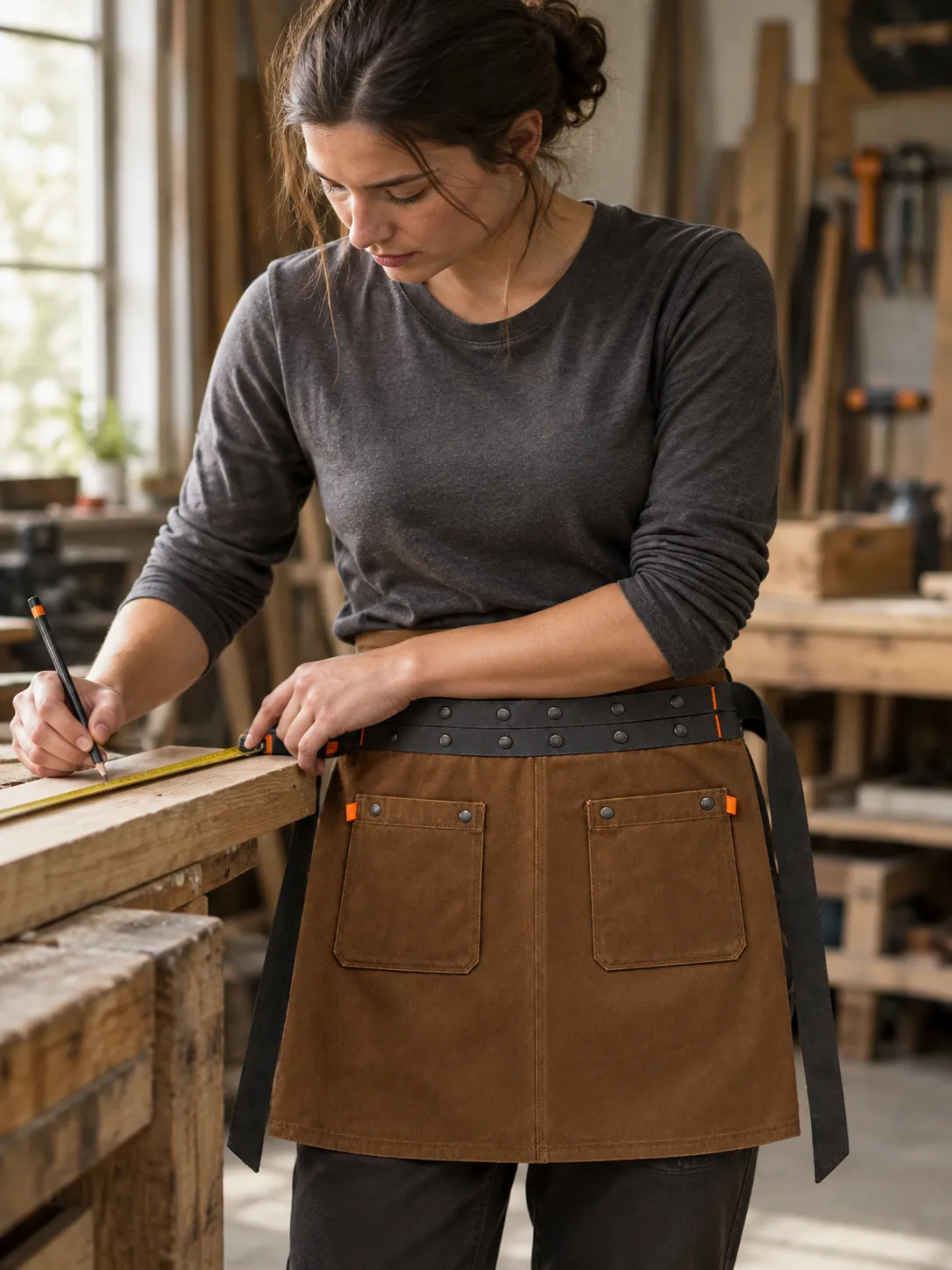 Workbench Waist Apron in use at work
